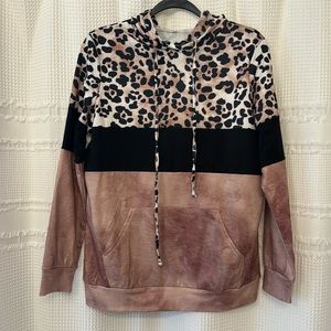 Mauve,tan black cheetah hoodie